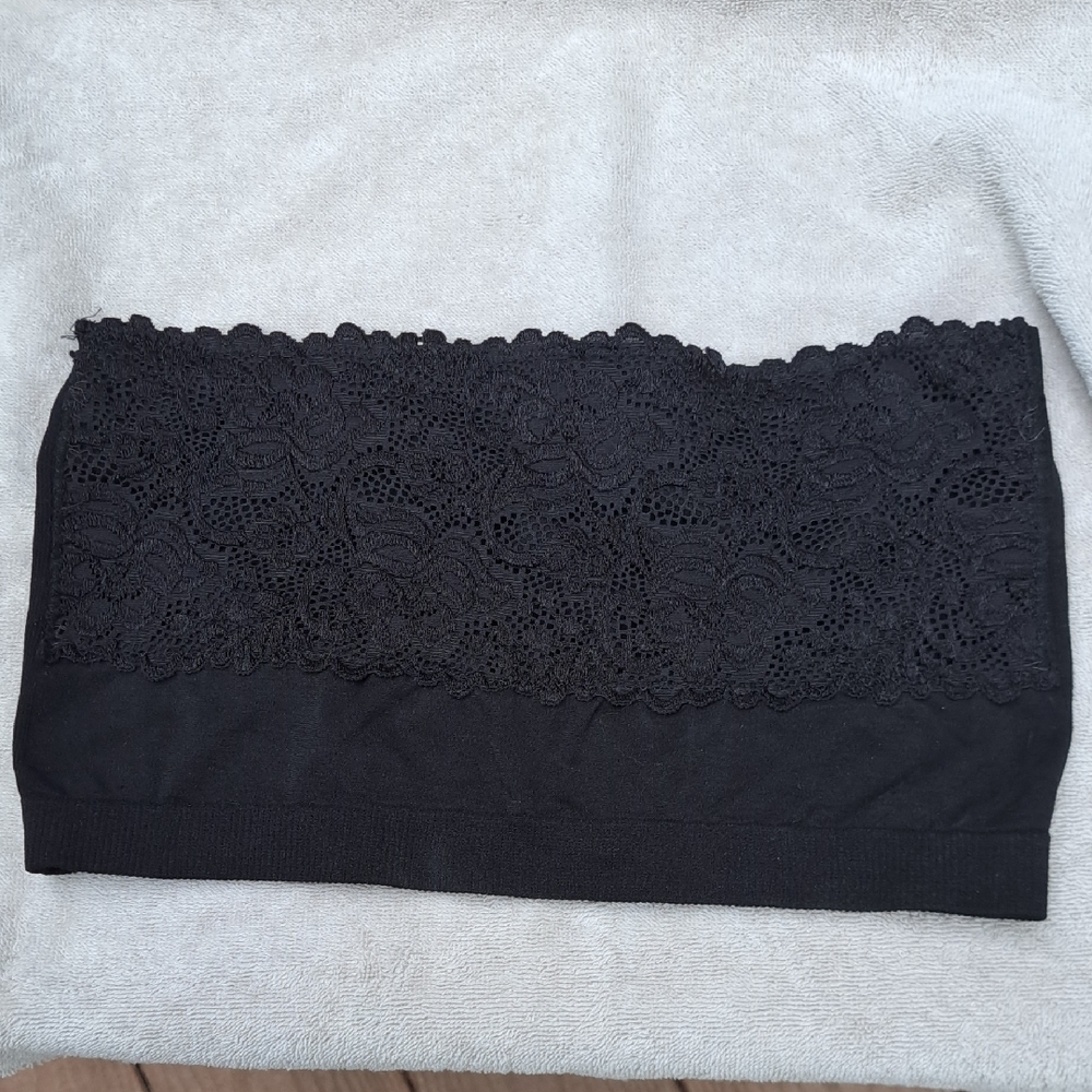 Coobie Lace Bandeau Bra Black  # 9062 ~ one size